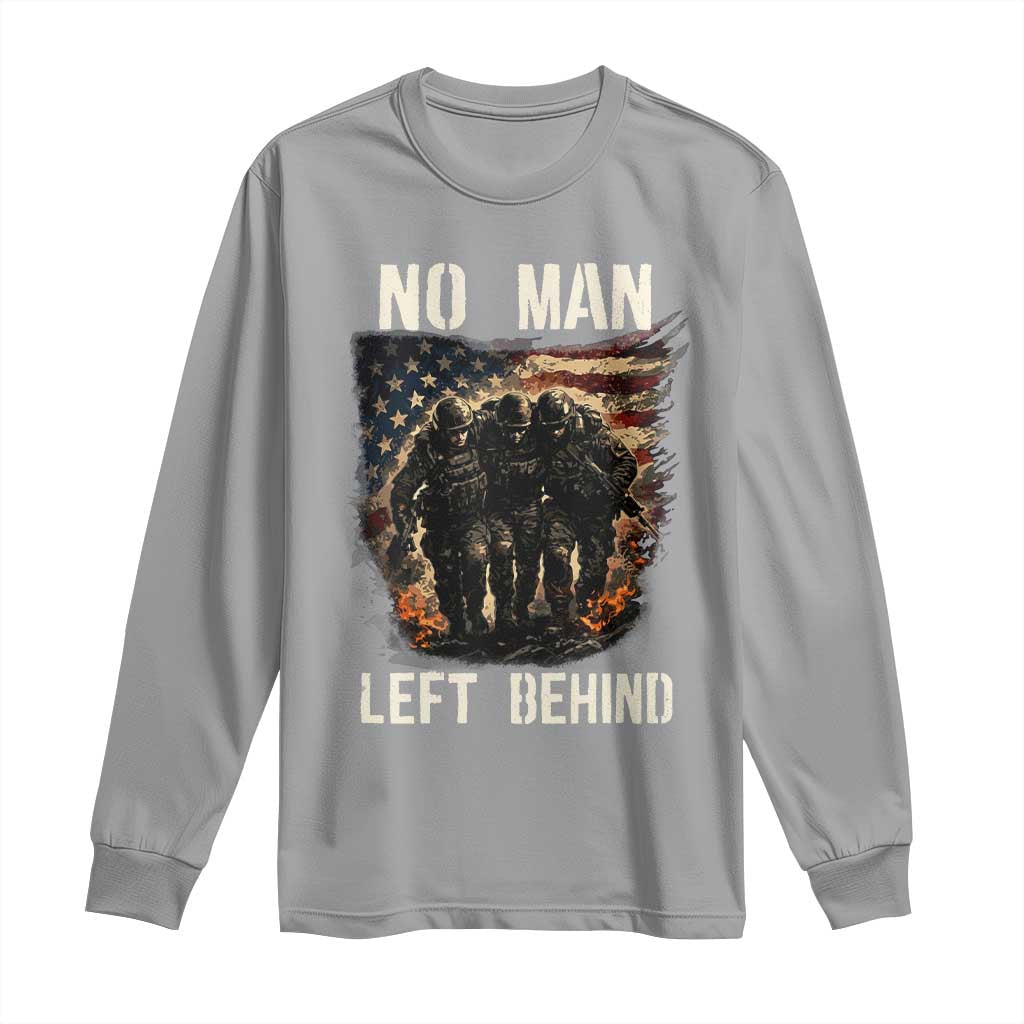 No Man Left Behind Soldiers Brotherhood Long Sleeve Shirt American Flag US Military TS02 Sport Gray Print Your Wear