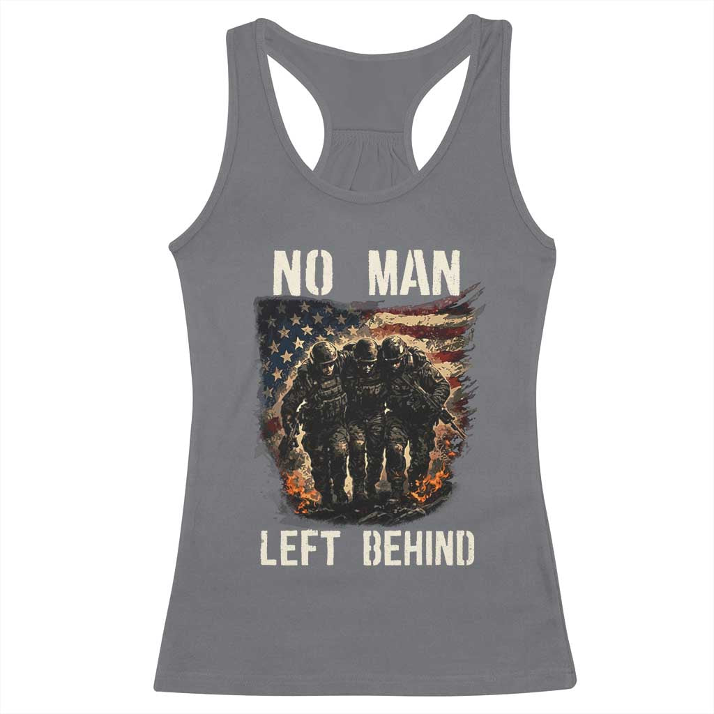 No Man Left Behind Soldiers Brotherhood Racerback Tank Top American Flag US Military TS02 Charcoal Print Your Wear