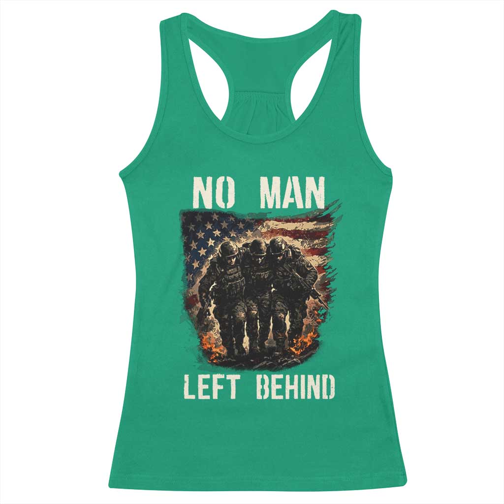 No Man Left Behind Soldiers Brotherhood Racerback Tank Top American Flag US Military TS02 Irish Green Print Your Wear