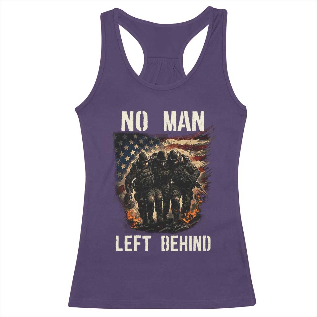 No Man Left Behind Soldiers Brotherhood Racerback Tank Top American Flag US Military TS02 Purple Print Your Wear
