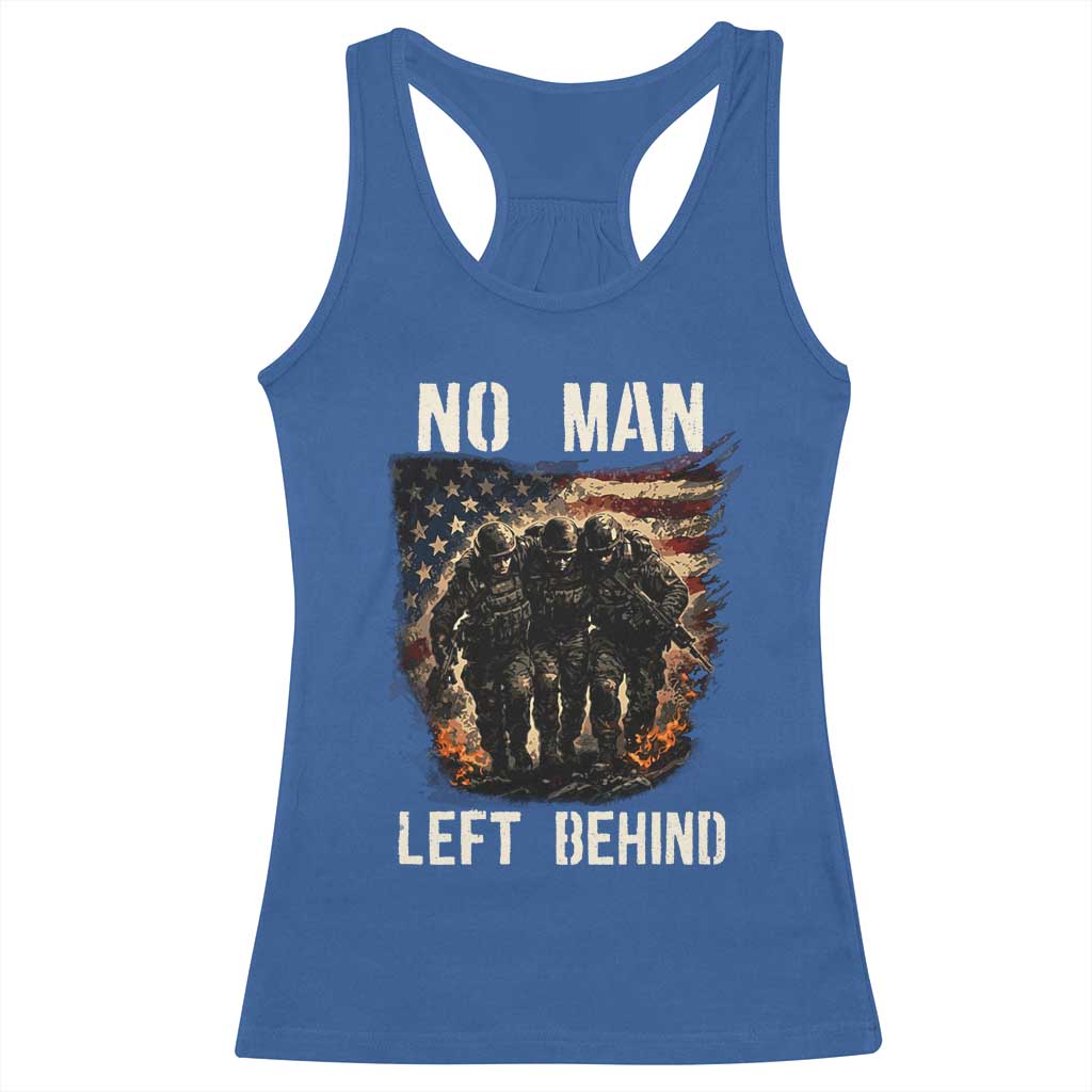 No Man Left Behind Soldiers Brotherhood Racerback Tank Top American Flag US Military TS02 Royal Blue Print Your Wear