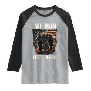 No Man Left Behind Soldiers Brotherhood Raglan Shirt American Flag US Military TS02 Heather Gray Black Print Your Wear