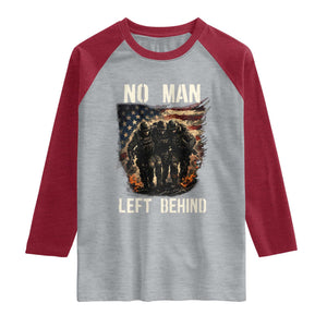 No Man Left Behind Soldiers Brotherhood Raglan Shirt American Flag US Military TS02 Heather Gray Heather Red Print Your Wear