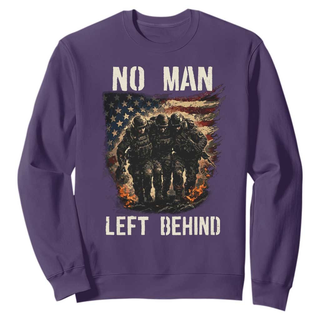 No Man Left Behind Soldiers Brotherhood Sweatshirt American Flag US Military TS02 Purple Print Your Wear