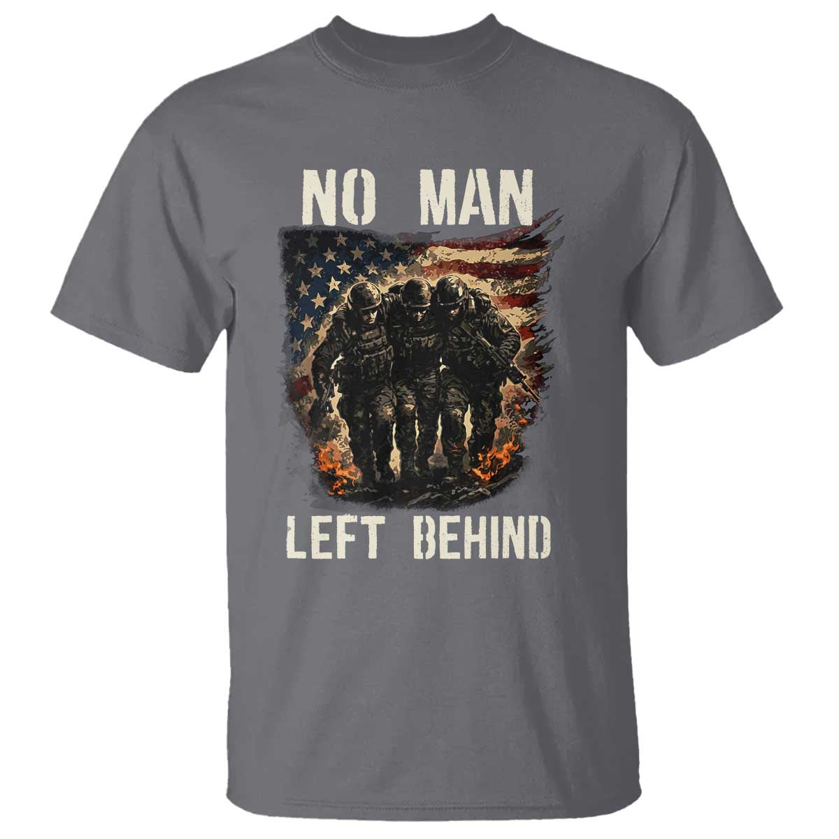 No Man Left Behind Soldiers Brotherhood T Shirt American Flag US Military TS02 Charcoal Print Your Wear
