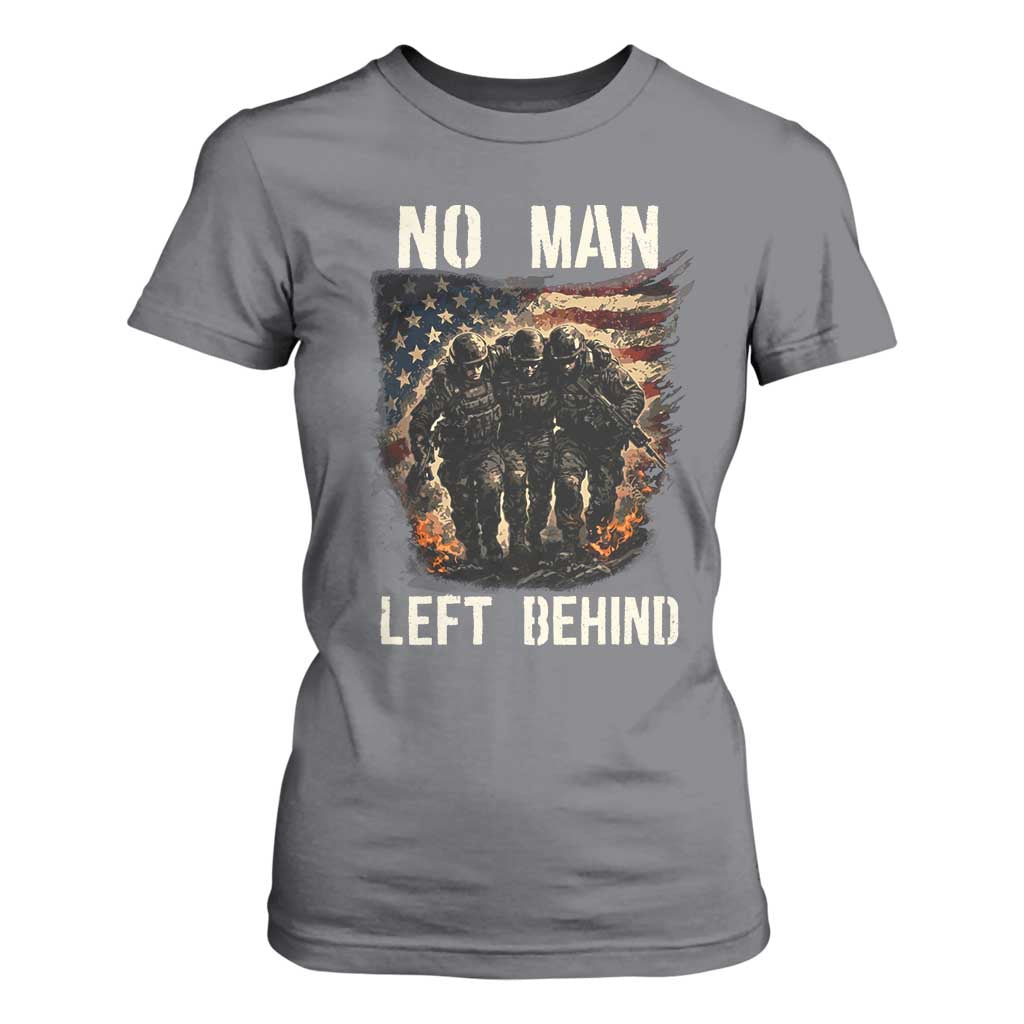 No Man Left Behind Soldiers Brotherhood T Shirt For Women American Flag US Military TS02 Charcoal Print Your Wear