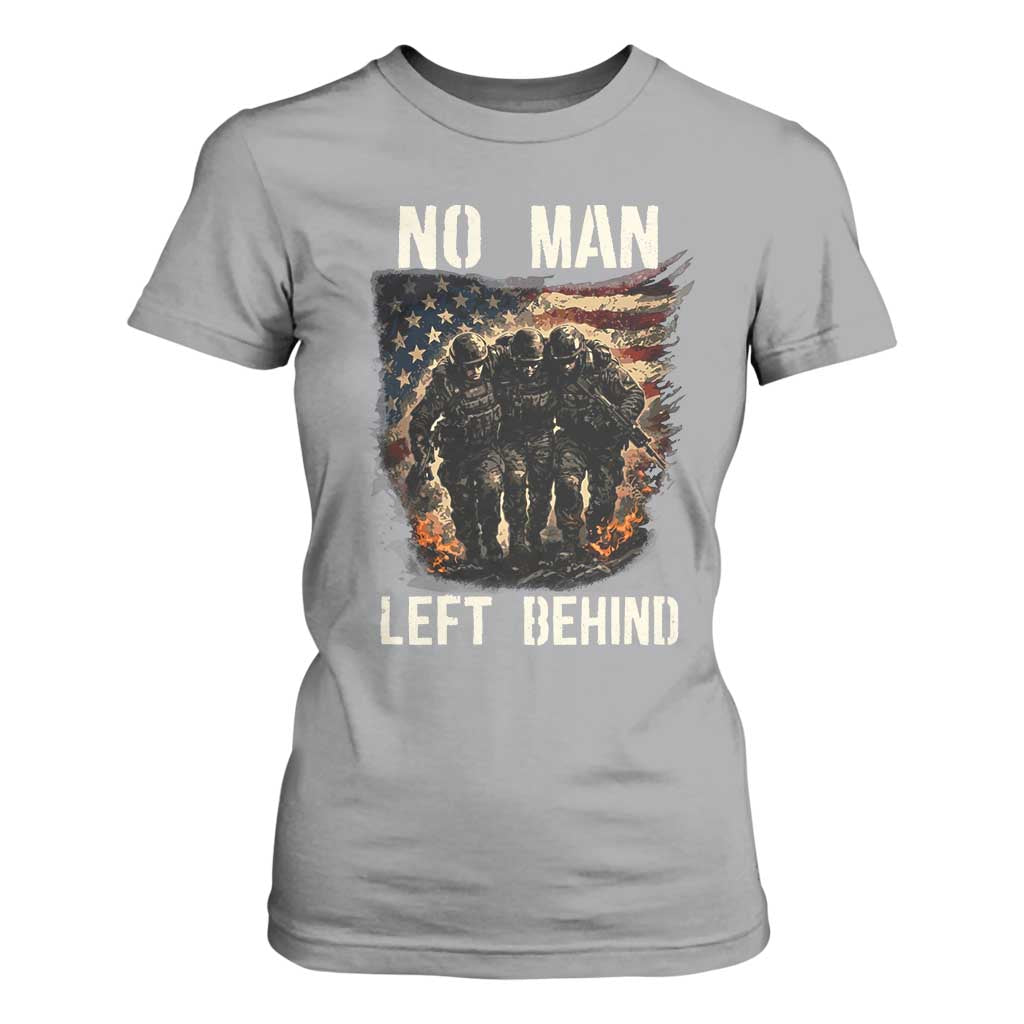 No Man Left Behind Soldiers Brotherhood T Shirt For Women American Flag US Military TS02 Sport Gray Print Your Wear