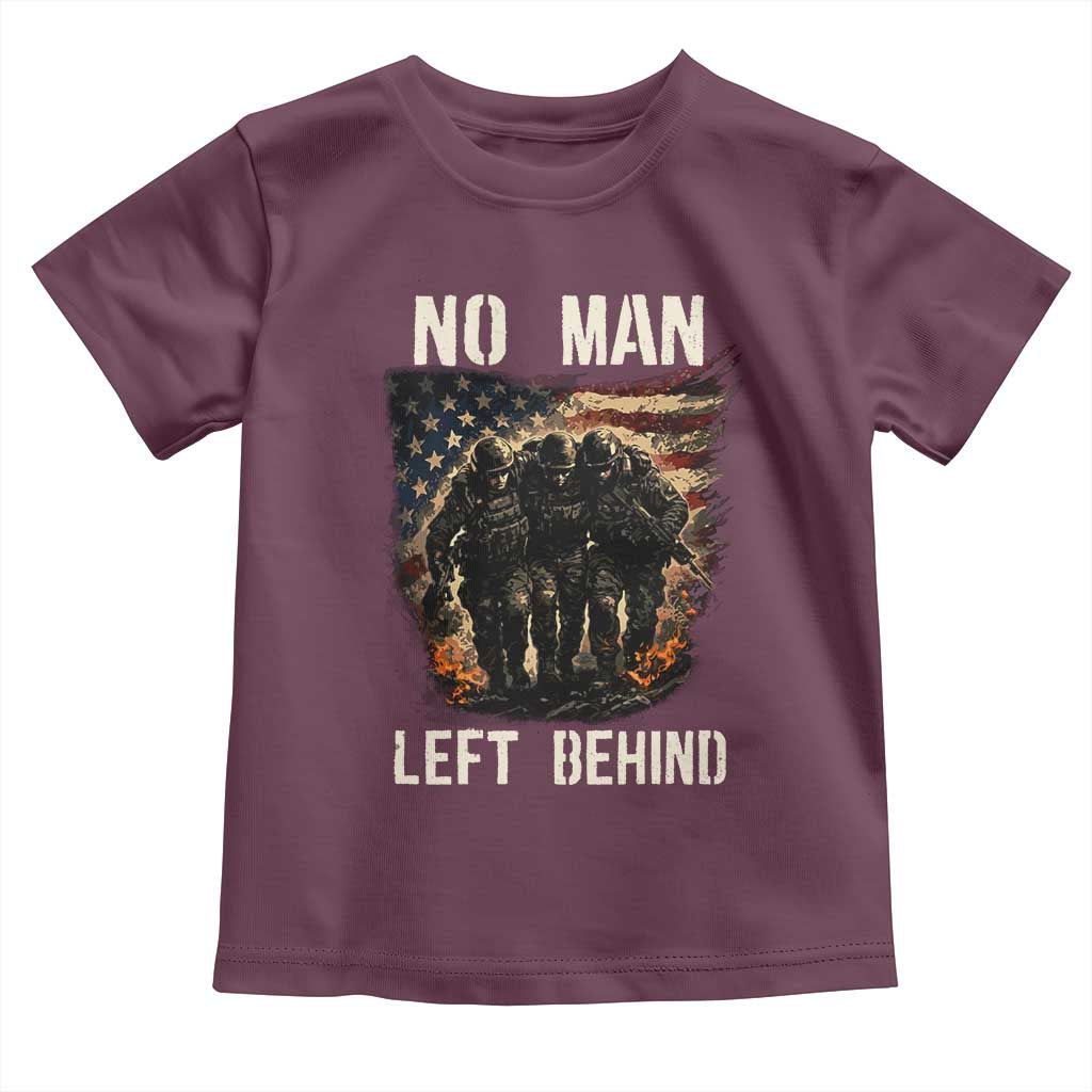 No Man Left Behind Soldiers Brotherhood Toddler T Shirt American Flag US Military TS02 Maroon Print Your Wear