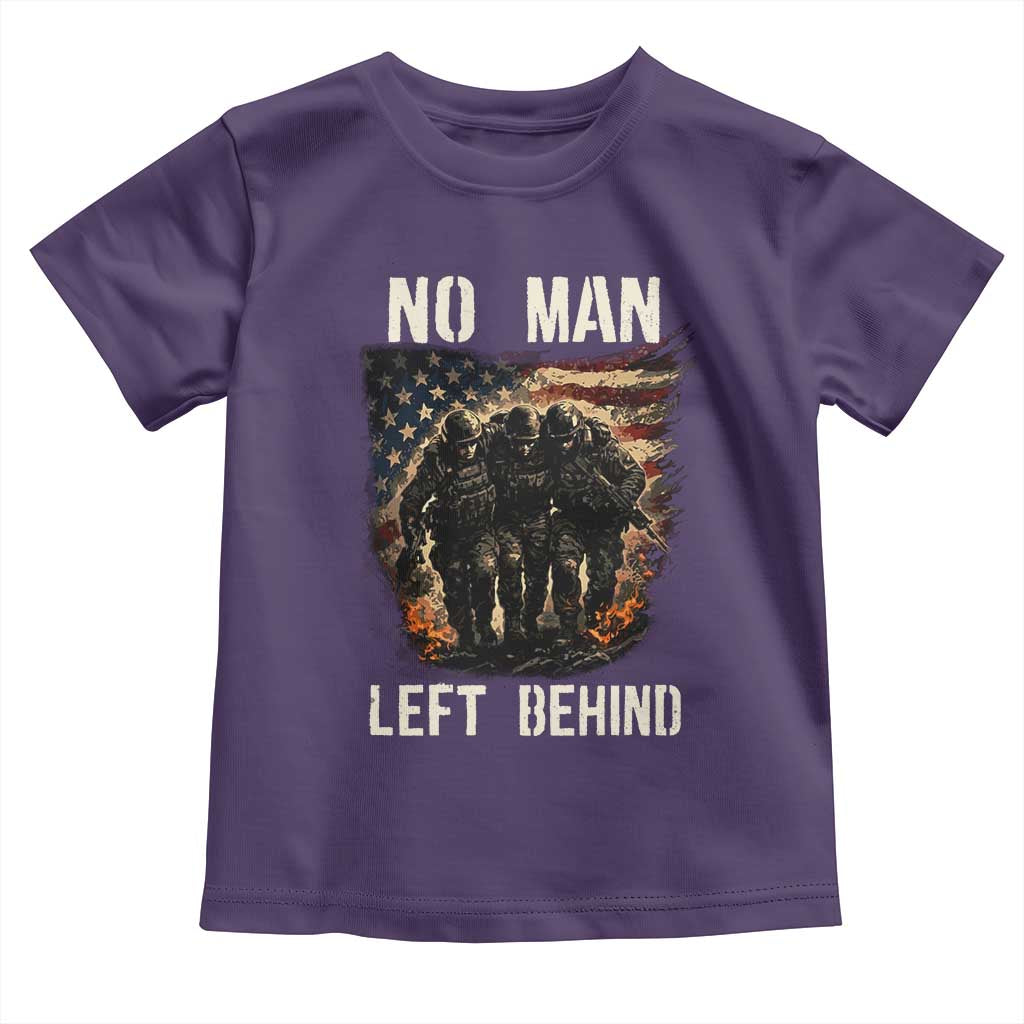No Man Left Behind Soldiers Brotherhood Toddler T Shirt American Flag US Military TS02 Purple Print Your Wear