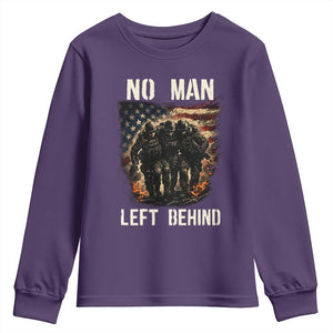 No Man Left Behind Soldiers Brotherhood Youth Sweatshirt American Flag US Military TS02 Purple Print Your Wear