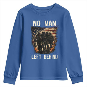 No Man Left Behind Soldiers Brotherhood Youth Sweatshirt American Flag US Military TS02 Royal Blue Print Your Wear
