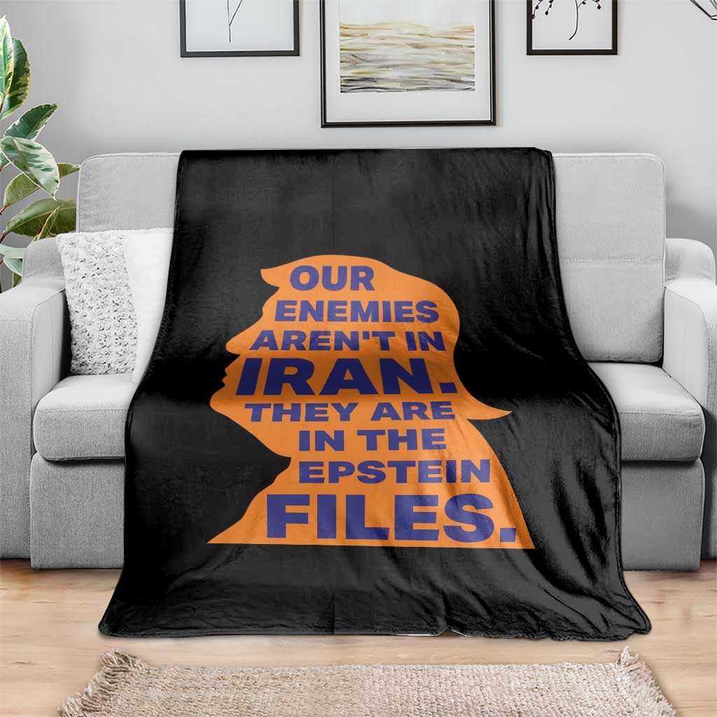 Our Enemies Aren't In Iran Throw Blanket Epstein Files Silhouette Political Satire TS02 Print Your Wear