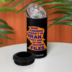 Our Enemies Aren't In Iran 4 in 1 Can Cooler Tumbler Epstein Files Silhouette Political Satire TS02 Print Your Wear