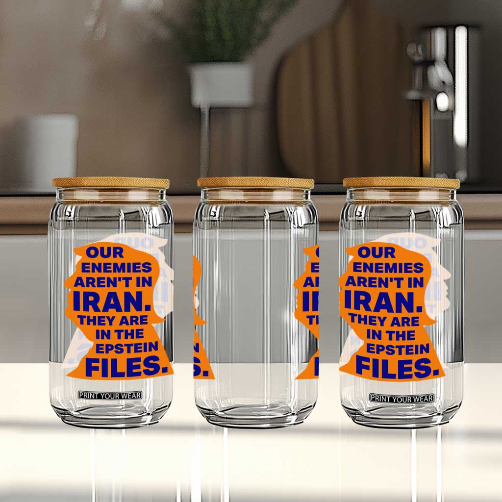 Our Enemies Aren't In Iran Glass Can Epstein Files Silhouette Political Satire TS02 Print Your Wear