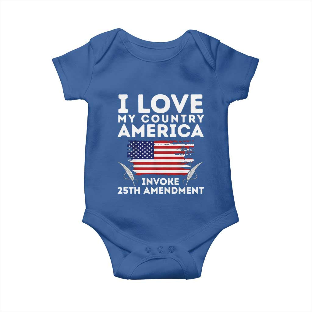 I Love My Country Invoke 25th Amendment Baby Onesie Distressed Flag Patriotic Political Satire TS02 Royal Blue Print Your Wear