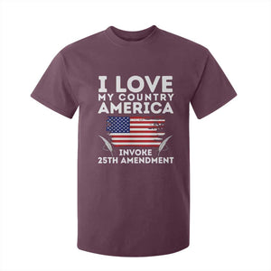 I Love My Country Invoke 25th Amendment T Shirt For Kid Distressed Flag Patriotic Political Satire TS02 Maroon Print Your Wear