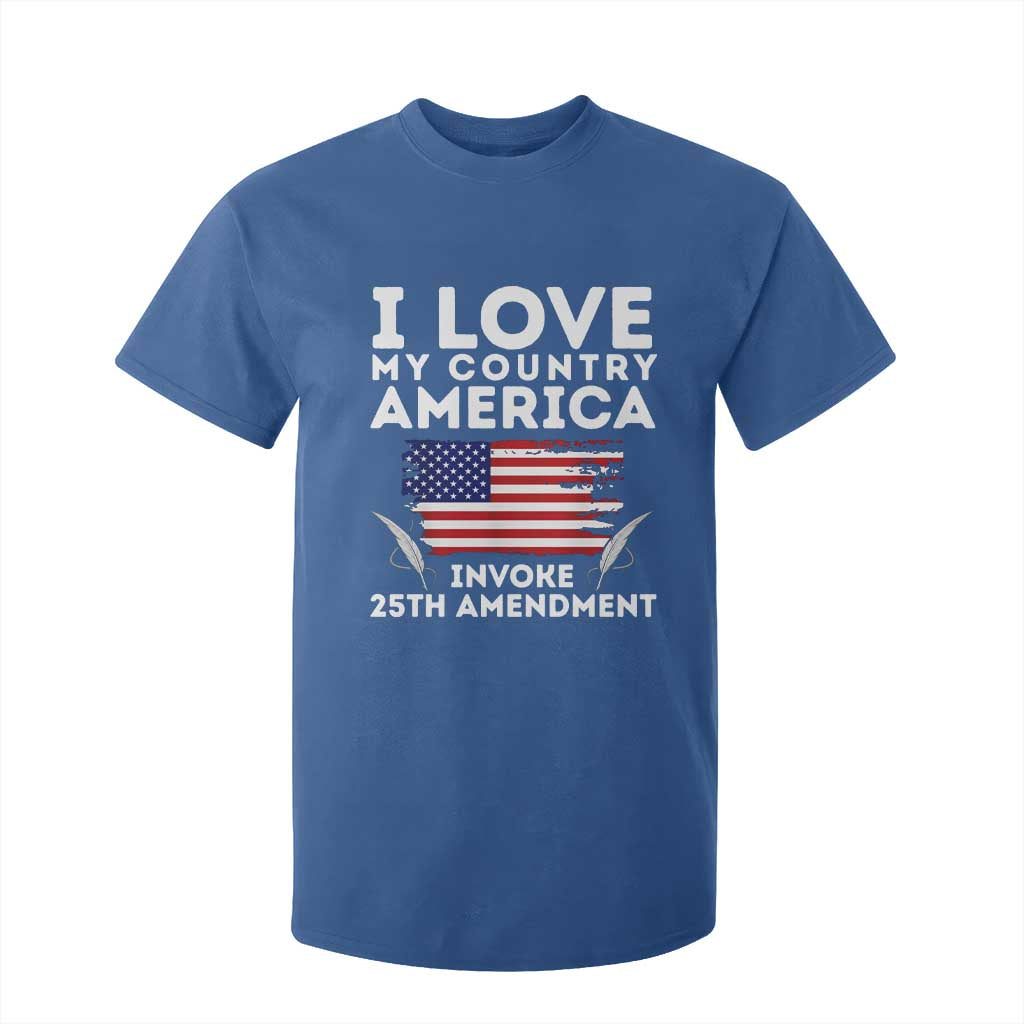 I Love My Country Invoke 25th Amendment T Shirt For Kid Distressed Flag Patriotic Political Satire TS02 Royal Blue Print Your Wear