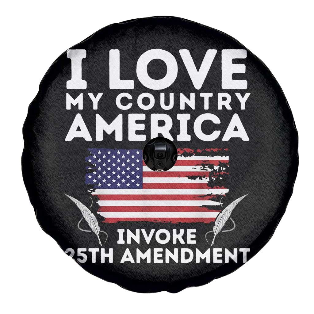 I Love My Country Invoke 25th Amendment Spare Tire Cover Distressed Flag Patriotic Political Satire TS02 Print Your Wear