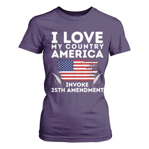 I Love My Country Invoke 25th Amendment T Shirt For Women Distressed Flag Patriotic Political Satire TS02 Purple Print Your Wear