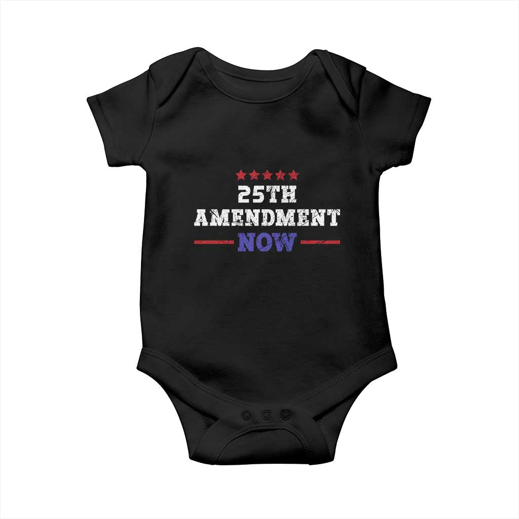 25th Amendment Now Patriotic Baby Onesie Red White and Blue Political Satire TS02 Black Print Your Wear