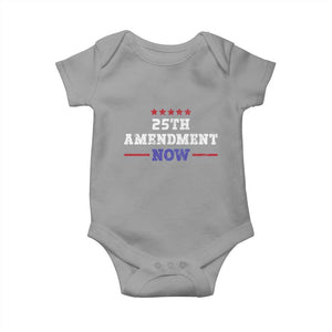 25th Amendment Now Patriotic Baby Onesie Red White and Blue Political Satire TS02 Sport Gray Print Your Wear