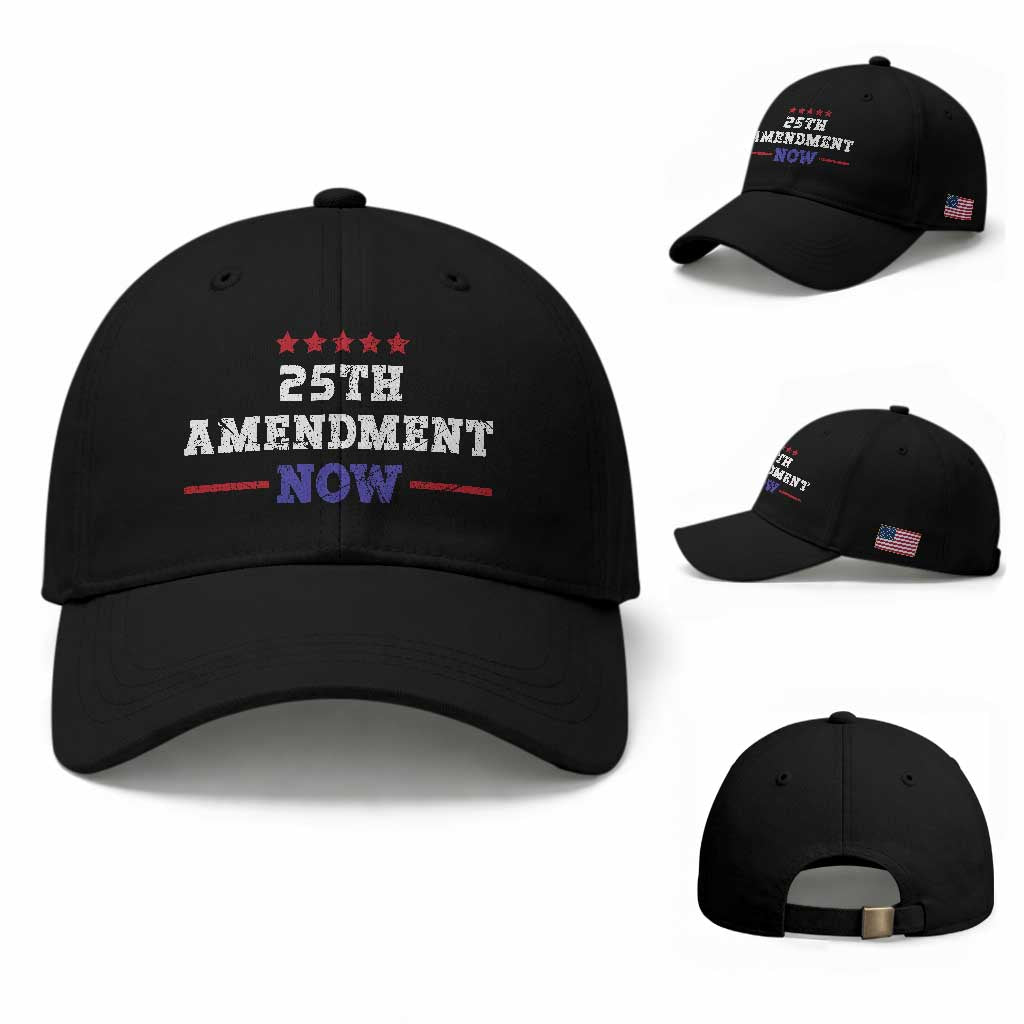 25th Amendment Now Patriotic Baseball Cap Red White and Blue Political Satire TS02 Baseball Cap Universal Fit Black Print Your Wear