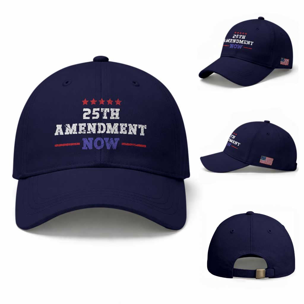 25th Amendment Now Patriotic Baseball Cap Red White and Blue Political Satire TS02 Baseball Cap Universal Fit Dark Blue Print Your Wear
