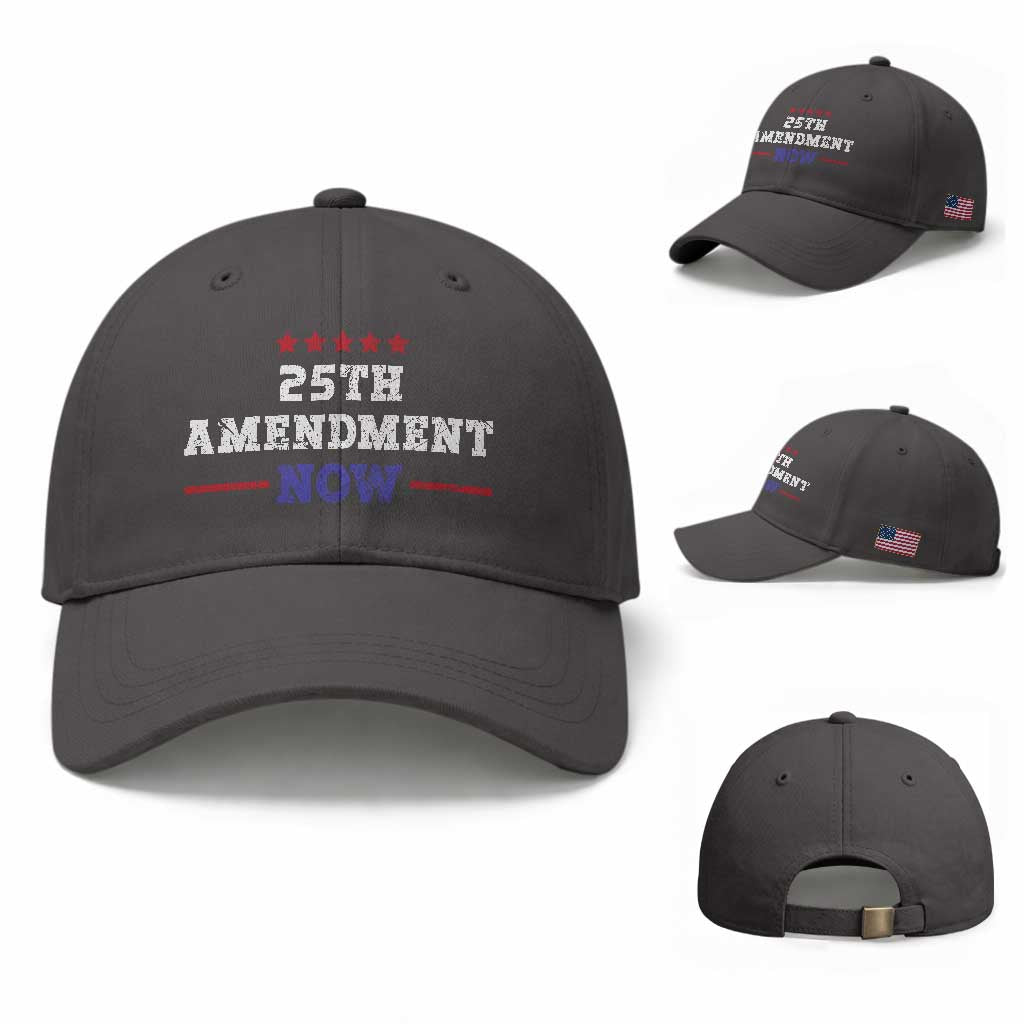 25th Amendment Now Patriotic Baseball Cap Red White and Blue Political Satire TS02 Baseball Cap Universal Fit Dark Gray Print Your Wear