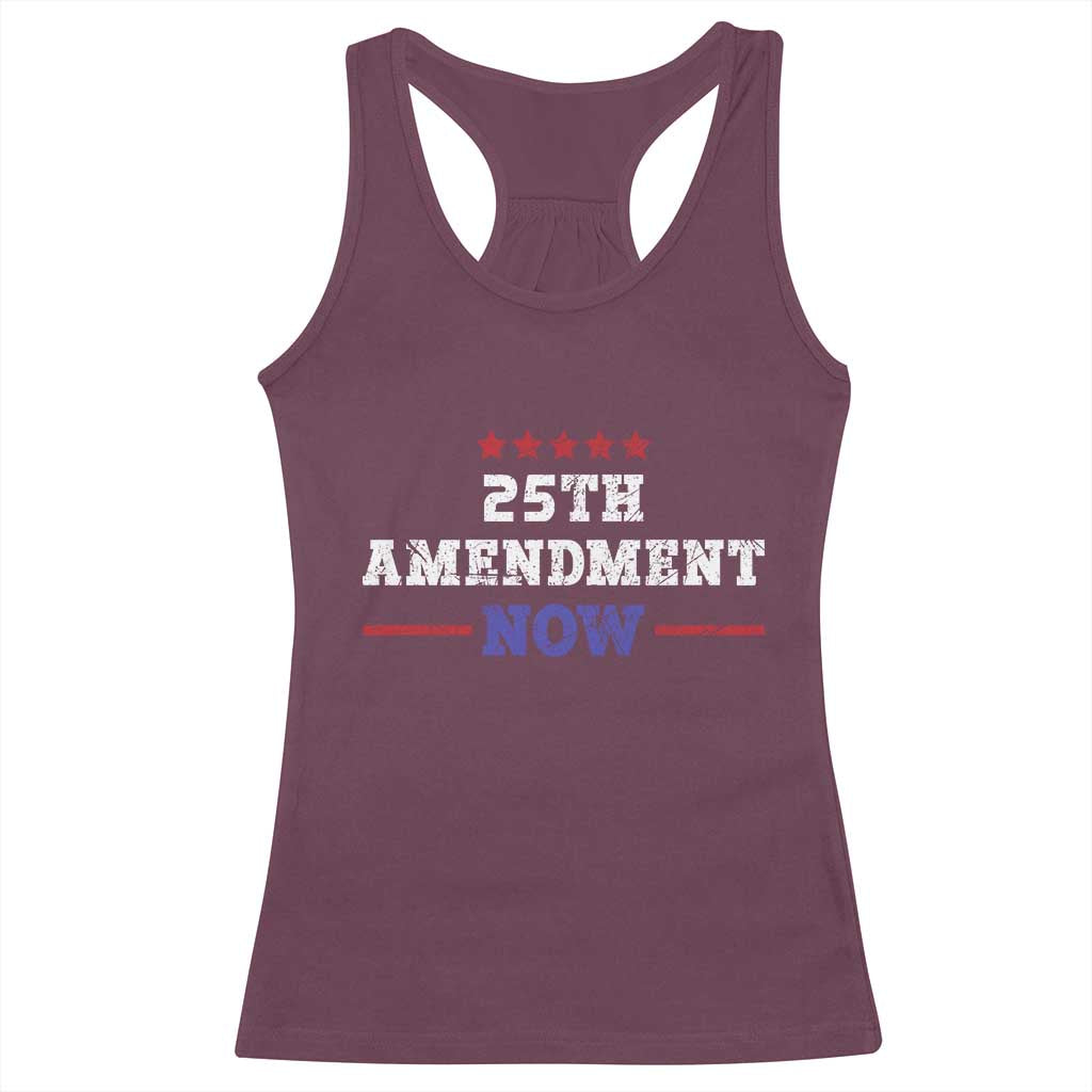 25th Amendment Now Patriotic Racerback Tank Top Red White and Blue Political Satire TS02 Maroon Print Your Wear