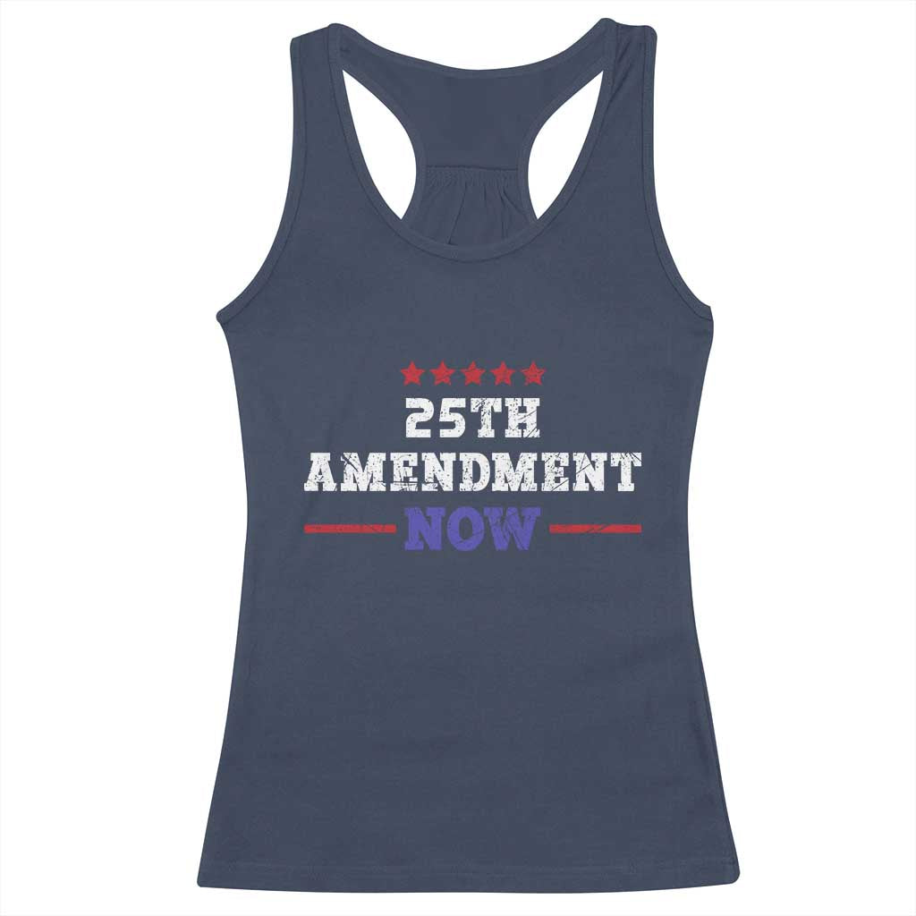 25th Amendment Now Patriotic Racerback Tank Top Red White and Blue Political Satire TS02 Navy Print Your Wear