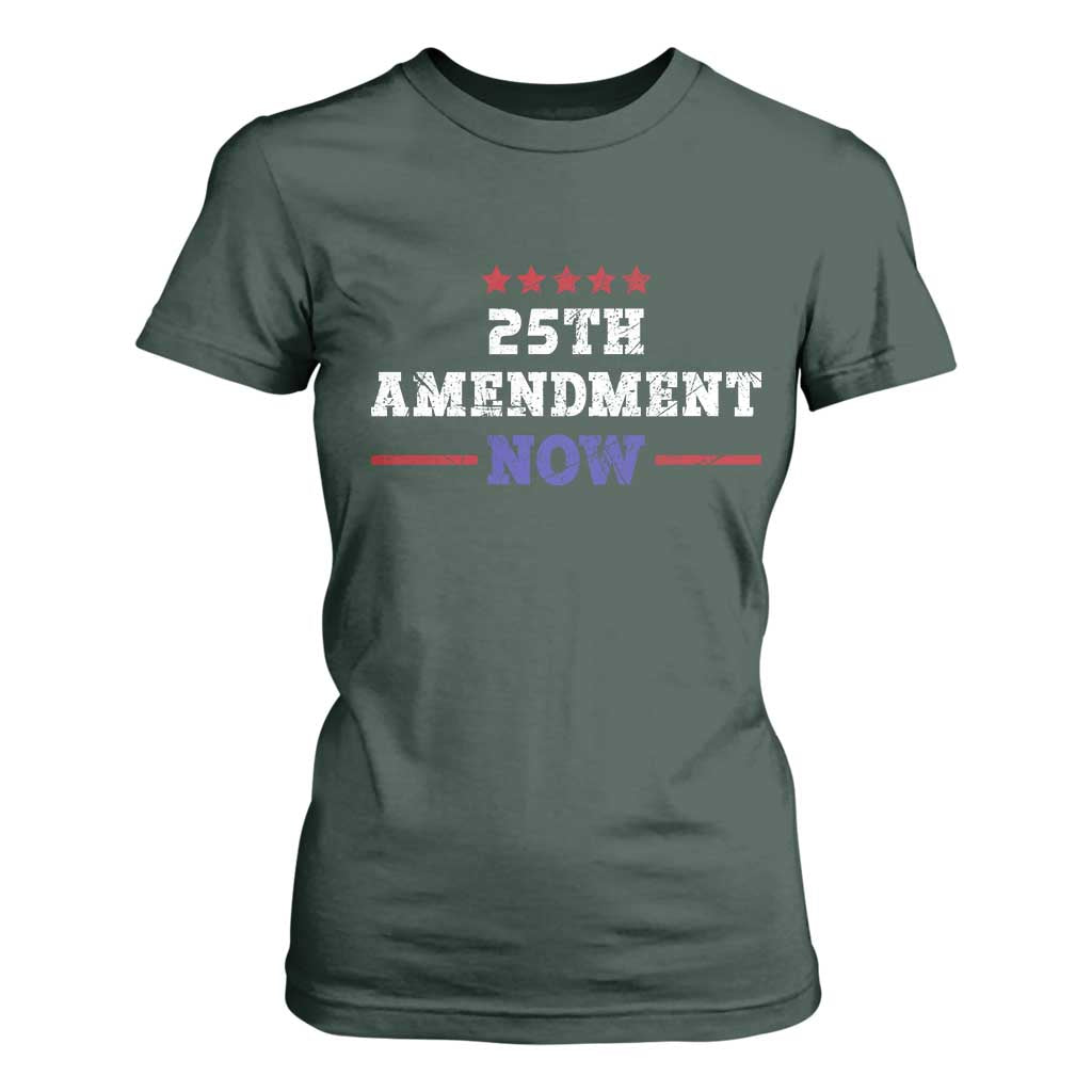 25th Amendment Now Patriotic T Shirt For Women Red White and Blue Political Satire TS02 Dark Forest Green Print Your Wear