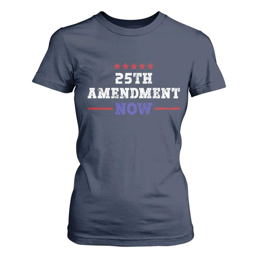 25th Amendment Now Patriotic T Shirt For Women Red White and Blue Political Satire TS02 Navy Print Your Wear