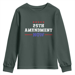 25th Amendment Now Patriotic Youth Sweatshirt Red White and Blue Political Satire TS02 Dark Forest Green Print Your Wear