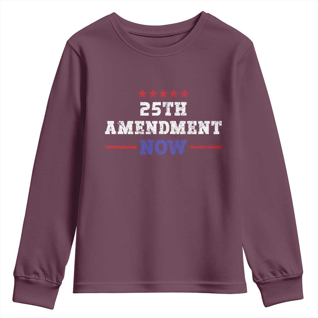 25th Amendment Now Patriotic Youth Sweatshirt Red White and Blue Political Satire TS02 Maroon Print Your Wear