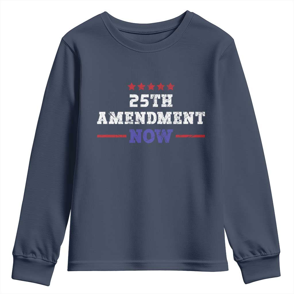25th Amendment Now Patriotic Youth Sweatshirt Red White and Blue Political Satire TS02 Navy Print Your Wear