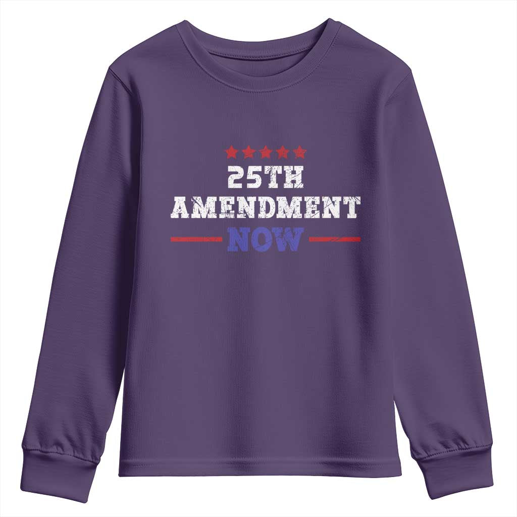 25th Amendment Now Patriotic Youth Sweatshirt Red White and Blue Political Satire TS02 Purple Print Your Wear