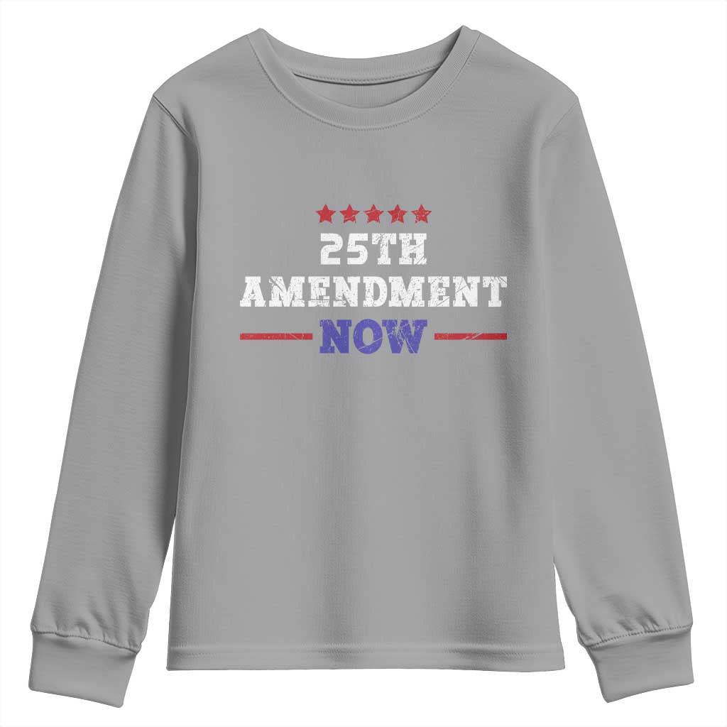 25th Amendment Now Patriotic Youth Sweatshirt Red White and Blue Political Satire TS02 Sport Gray Print Your Wear