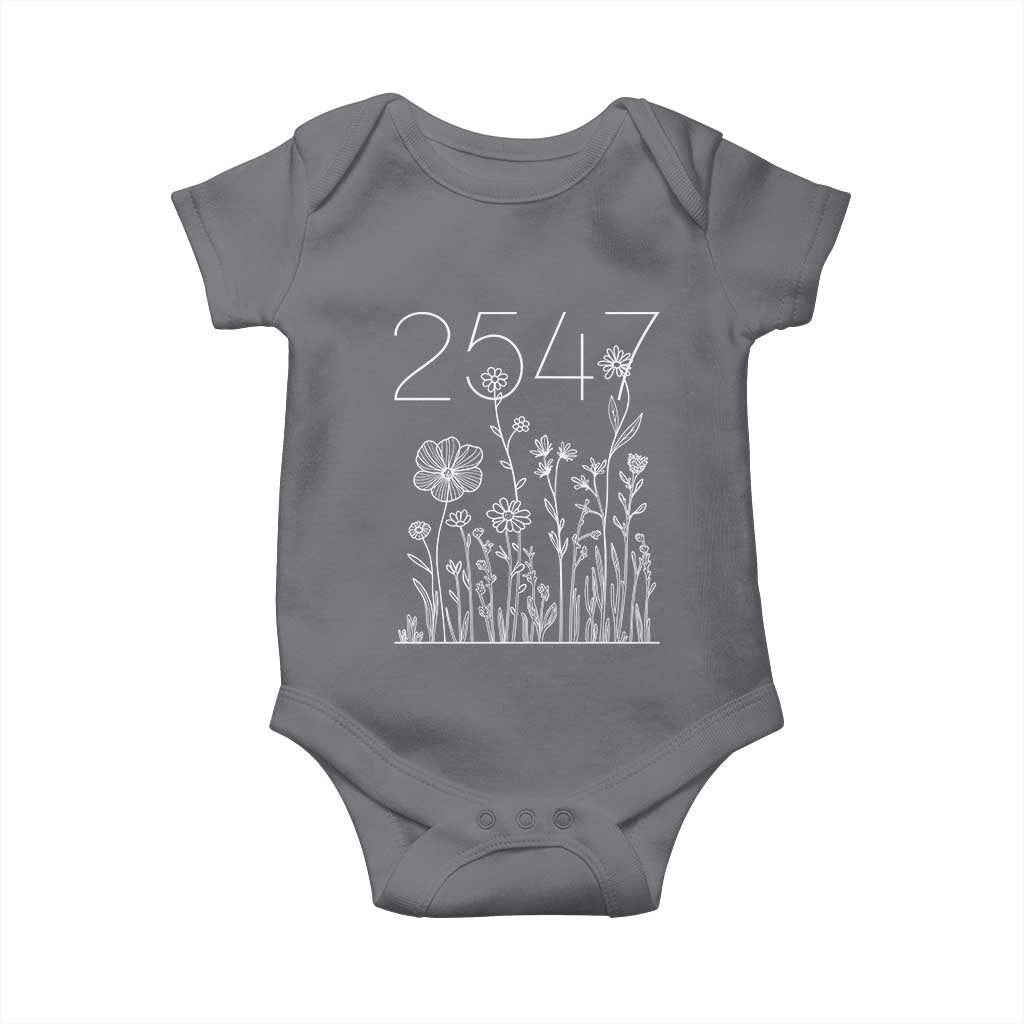 25 47 Floral Wildflower Subtle Graphic Baby Onesie Political Satire Patriotic 25th Amendment TS02 Charcoal Print Your Wear