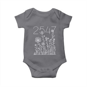 25 47 Floral Wildflower Subtle Graphic Baby Onesie Political Satire Patriotic 25th Amendment TS02 Charcoal Print Your Wear