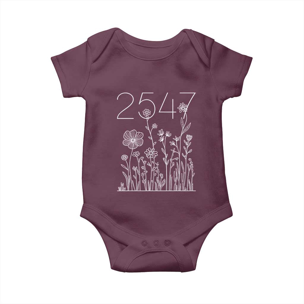 25 47 Floral Wildflower Subtle Graphic Baby Onesie Political Satire Patriotic 25th Amendment TS02 Maroon Print Your Wear