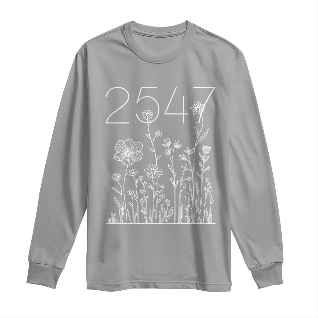 25 47 Floral Wildflower Subtle Graphic Long Sleeve Shirt Political Satire Patriotic 25th Amendment TS02 Sport Gray Print Your Wear