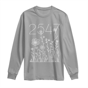 25 47 Floral Wildflower Subtle Graphic Long Sleeve Shirt Political Satire Patriotic 25th Amendment TS02 Sport Gray Print Your Wear
