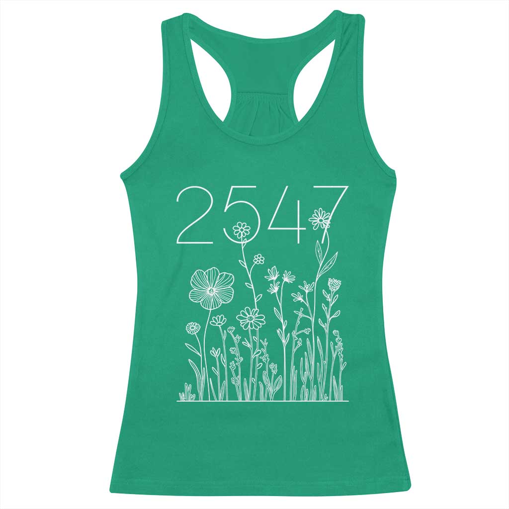 25 47 Floral Wildflower Subtle Graphic Racerback Tank Top Political Satire Patriotic 25th Amendment TS02 Irish Green Print Your Wear