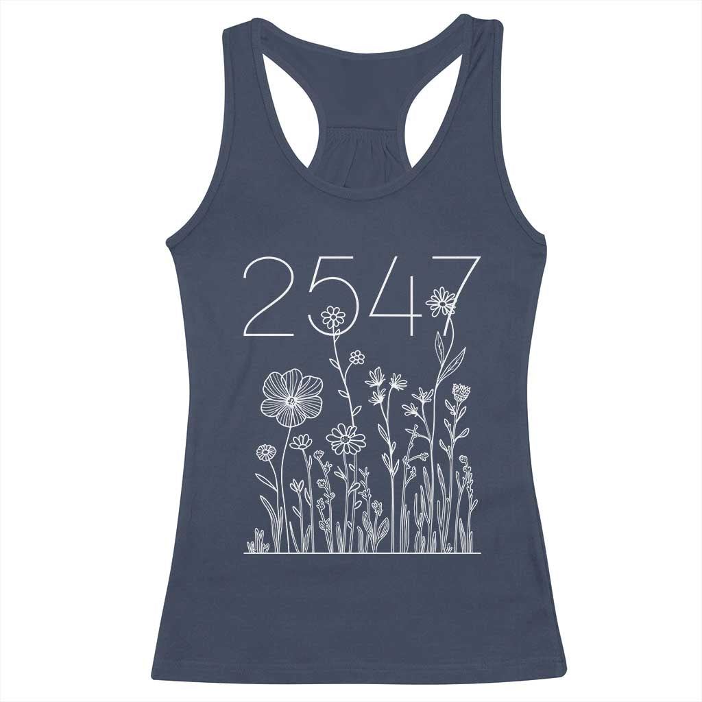 25 47 Floral Wildflower Subtle Graphic Racerback Tank Top Political Satire Patriotic 25th Amendment TS02 Navy Print Your Wear