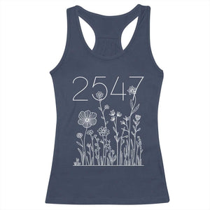 25 47 Floral Wildflower Subtle Graphic Racerback Tank Top Political Satire Patriotic 25th Amendment TS02 Navy Print Your Wear