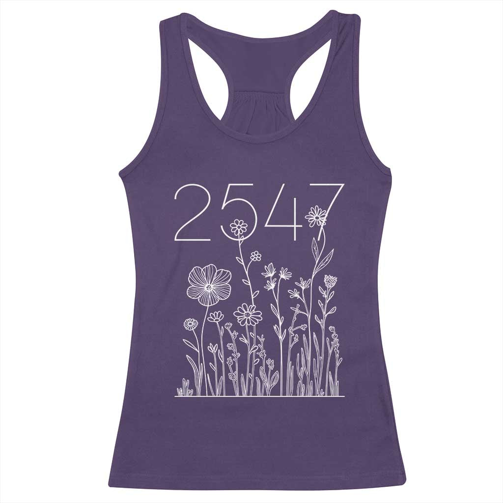 25 47 Floral Wildflower Subtle Graphic Racerback Tank Top Political Satire Patriotic 25th Amendment TS02 Purple Print Your Wear