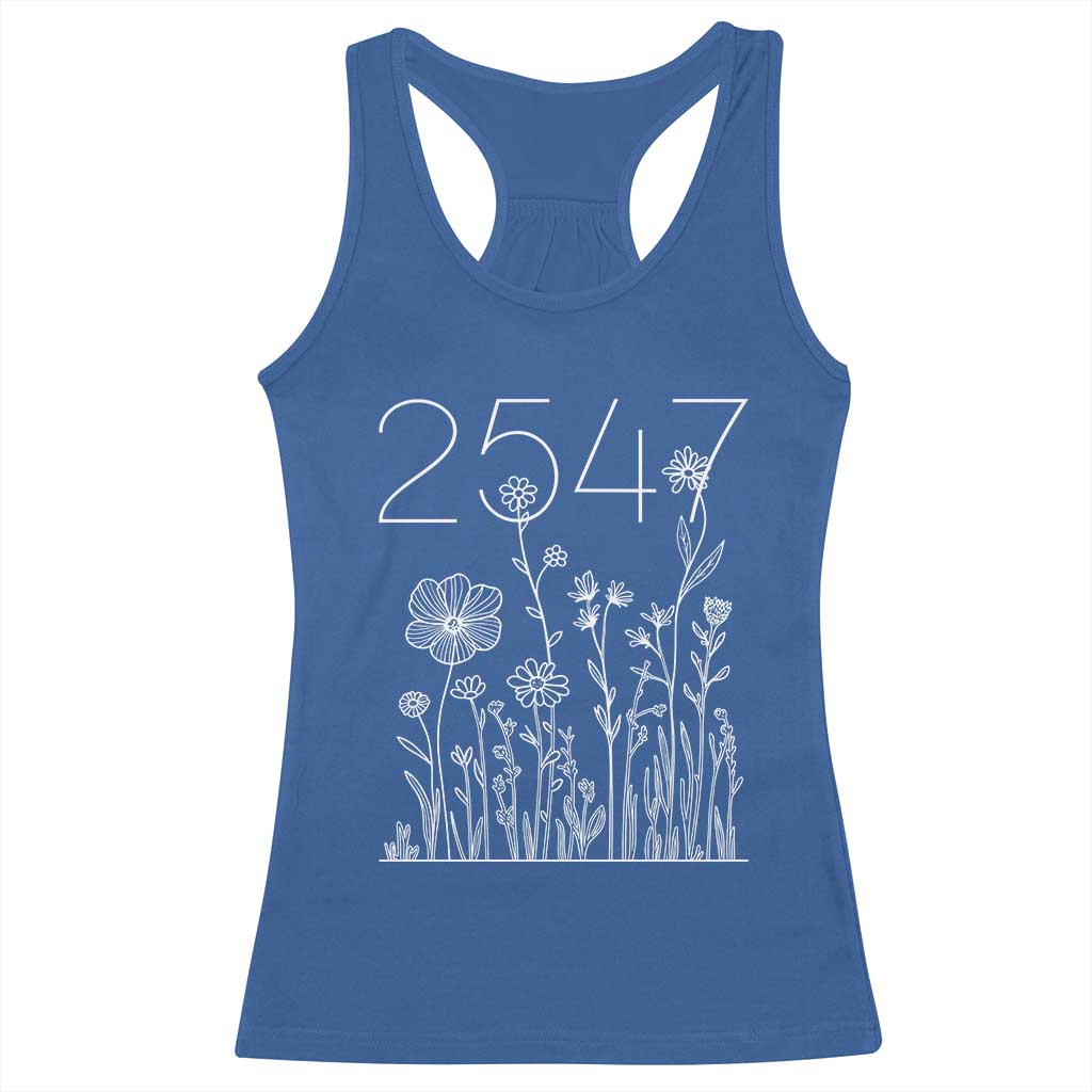 25 47 Floral Wildflower Subtle Graphic Racerback Tank Top Political Satire Patriotic 25th Amendment TS02 Royal Blue Print Your Wear