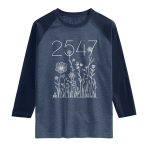 25 47 Floral Wildflower Subtle Graphic Raglan Shirt Political Satire Patriotic 25th Amendment TS02 Heather Denim Navy Print Your Wear