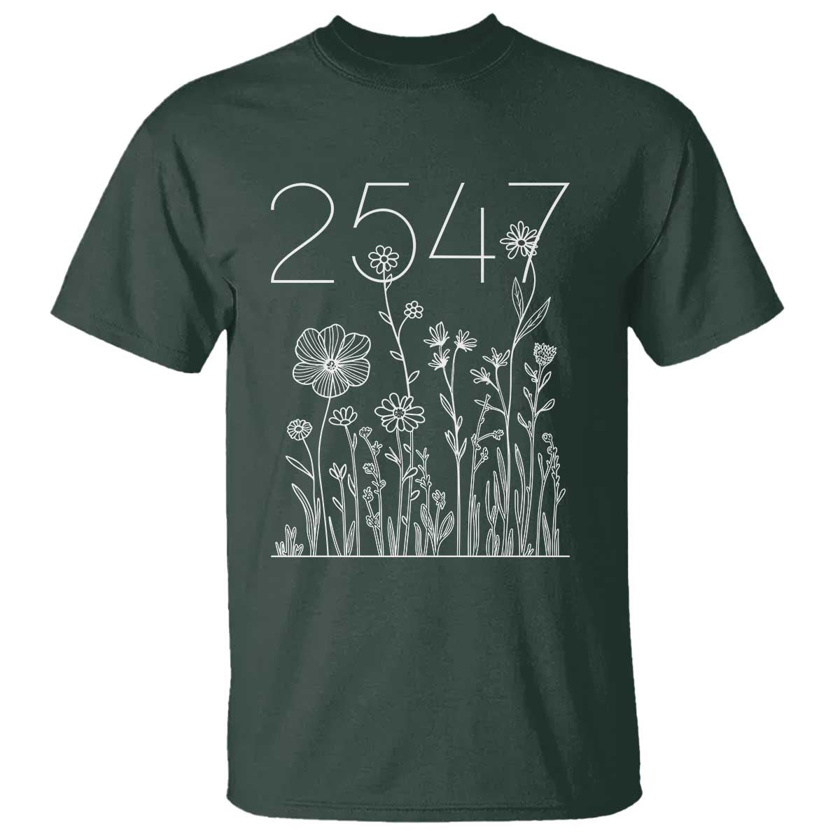 25 47 Floral Wildflower Subtle Graphic T Shirt Political Satire Patriotic 25th Amendment TS02 Dark Forest Green Print Your Wear