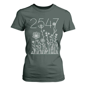 25 47 Floral Wildflower Subtle Graphic T Shirt For Women Political Satire Patriotic 25th Amendment TS02 Dark Forest Green Print Your Wear